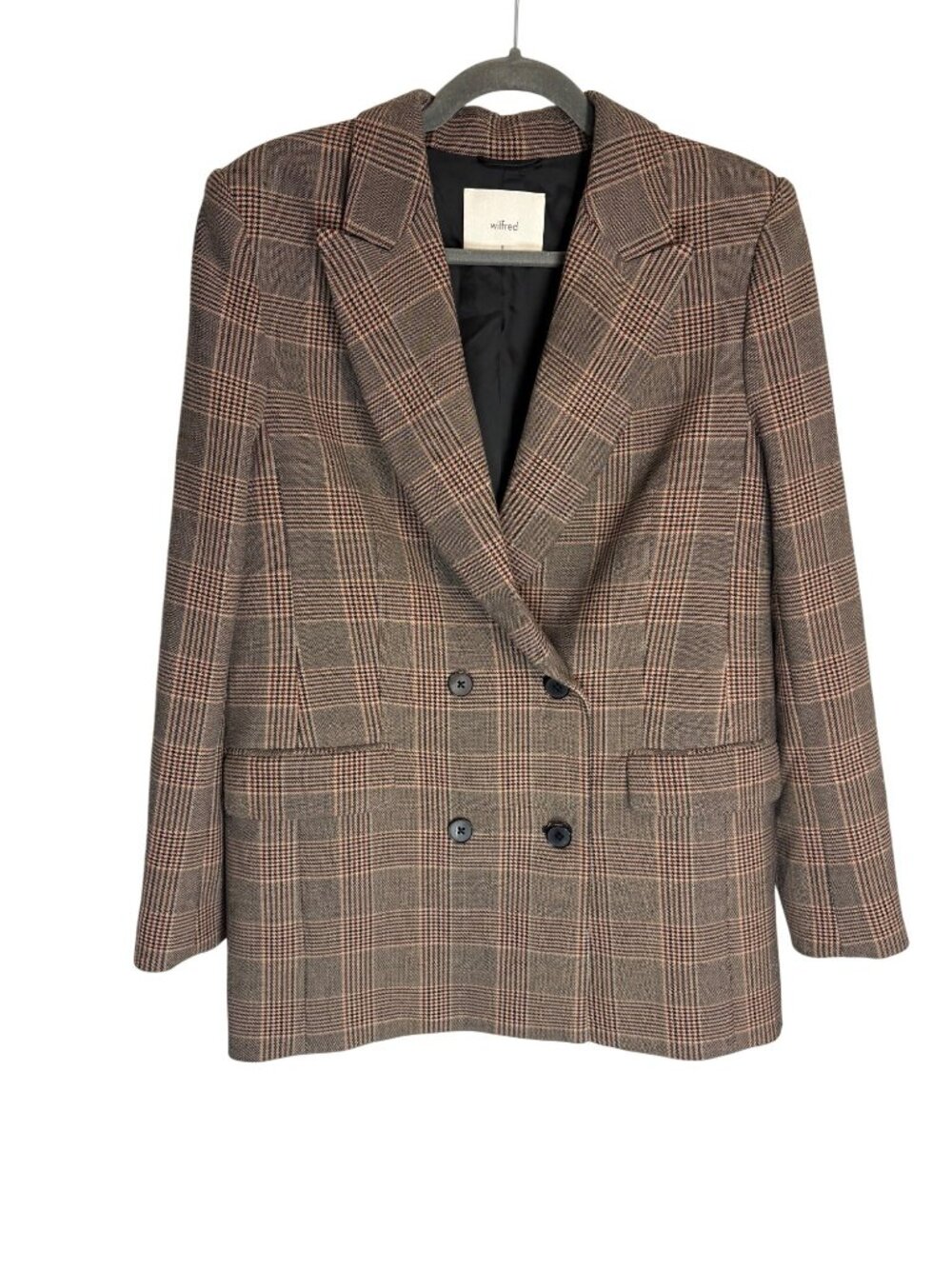 Aritzia Wilfred Margaux Plaid Checkered Double Breasted Oversized Blazer-sz 8